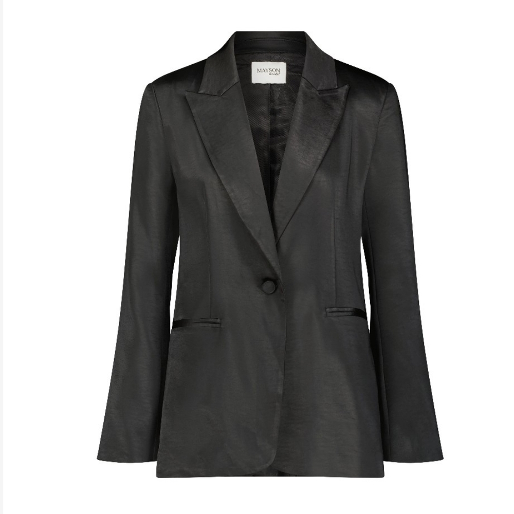 NWT Mayson the Label Satin Black Blazer - Medium